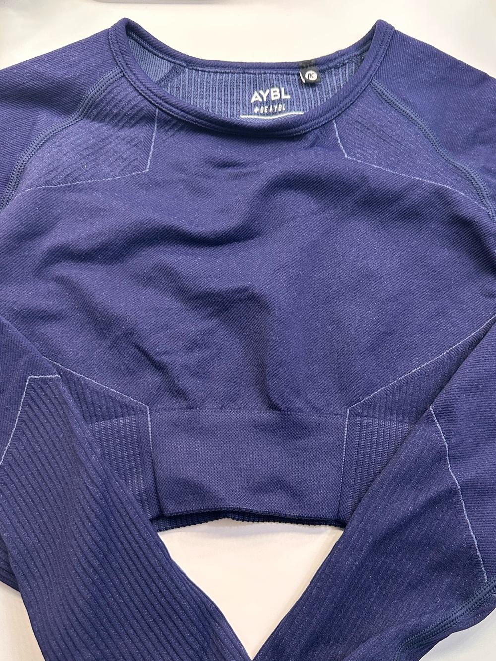 AYBL Cropped Long Sleeve Top- Navy Blue